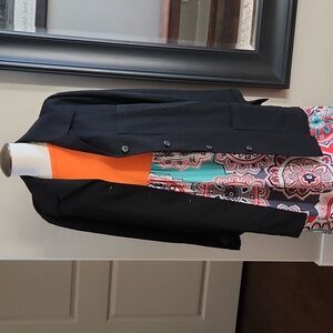 Ellen Tracy Black  Business Casual Career Peacoat measures 44" Bust No Size Labl